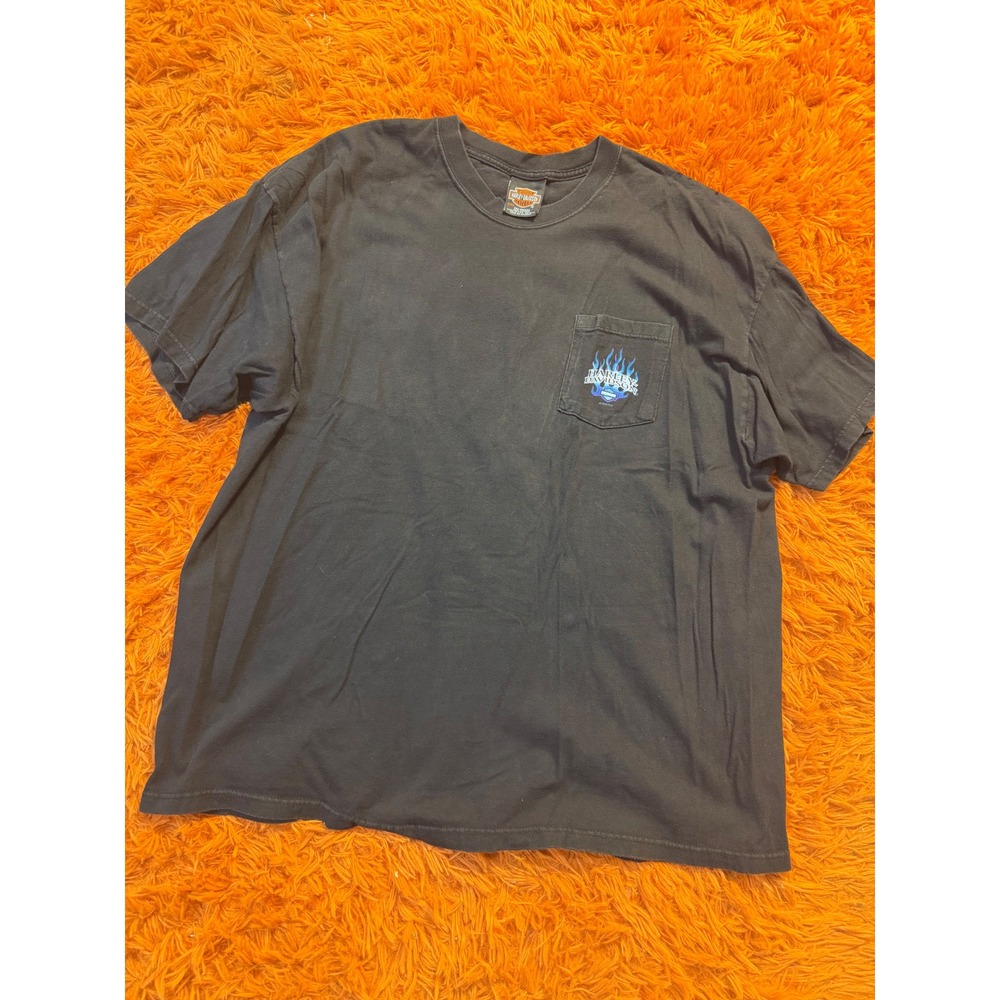 Vintage 2000 Harley Davidson Oakland California Pocket T-Shirt Black Mens XL